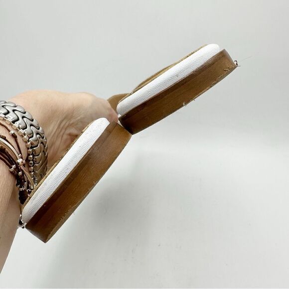 Jon Josef White Leather Greek Key Slip-On Flat Sandals Sz 10‎ - Picture 5 of 15